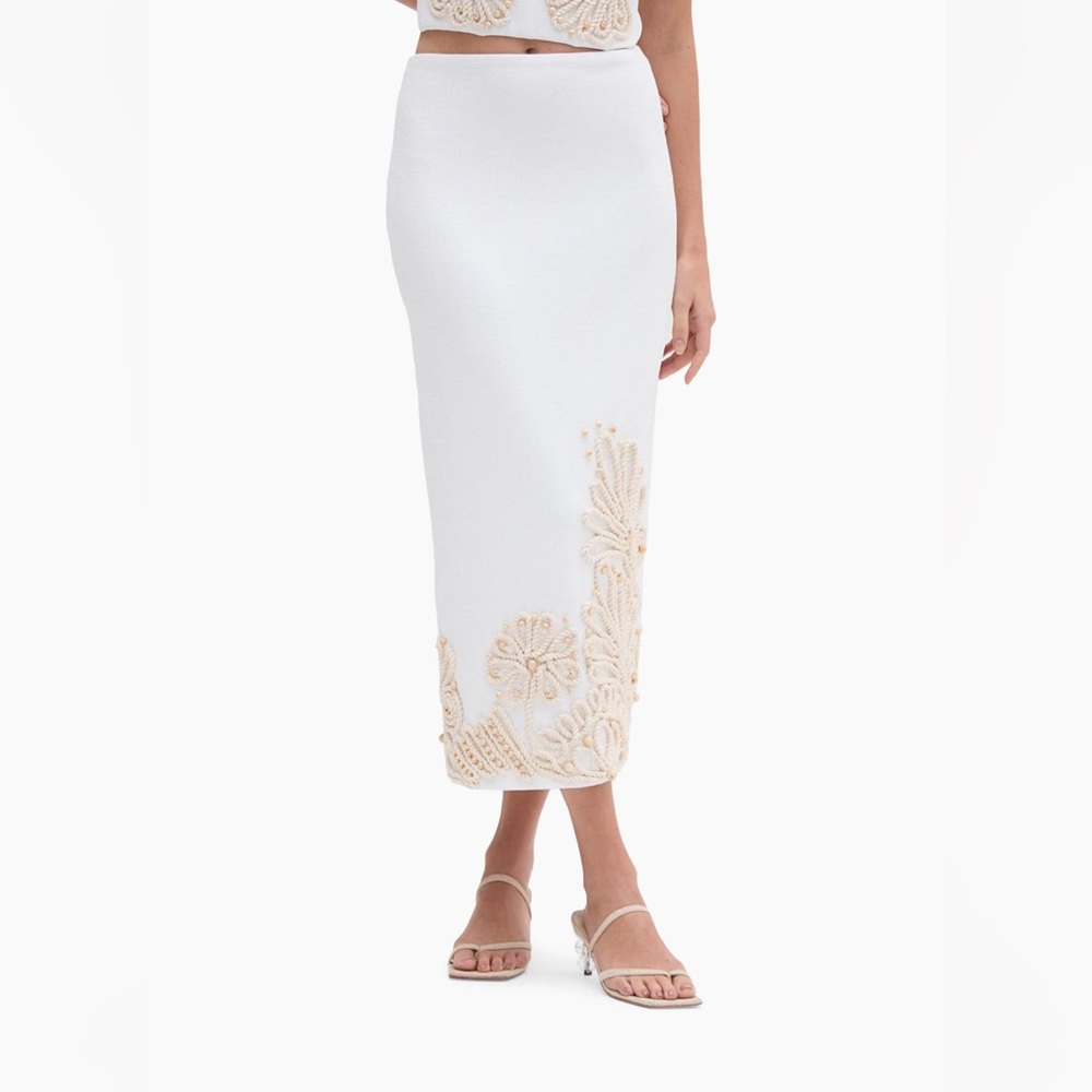PatBo Dune Beaded Rope-Trimmed Maxi Skirt